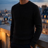 Nerja Fisherman Rib Knit Sweater in Black