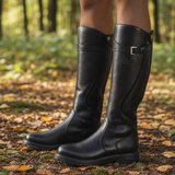 Obidos Orthopedic Leather Knee-High Riding Boots in Black
