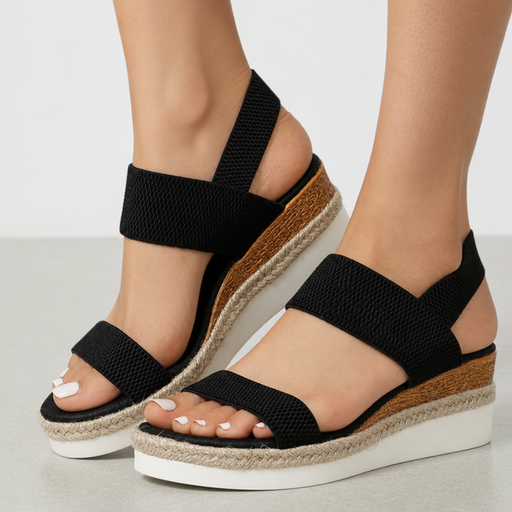 Opatija Orthopedic Wedge Sandals in Black