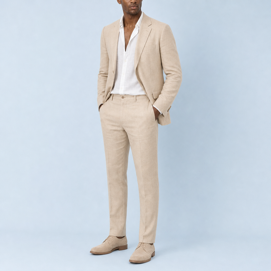 Oviedo Linen Two-Piece Suit in Beige