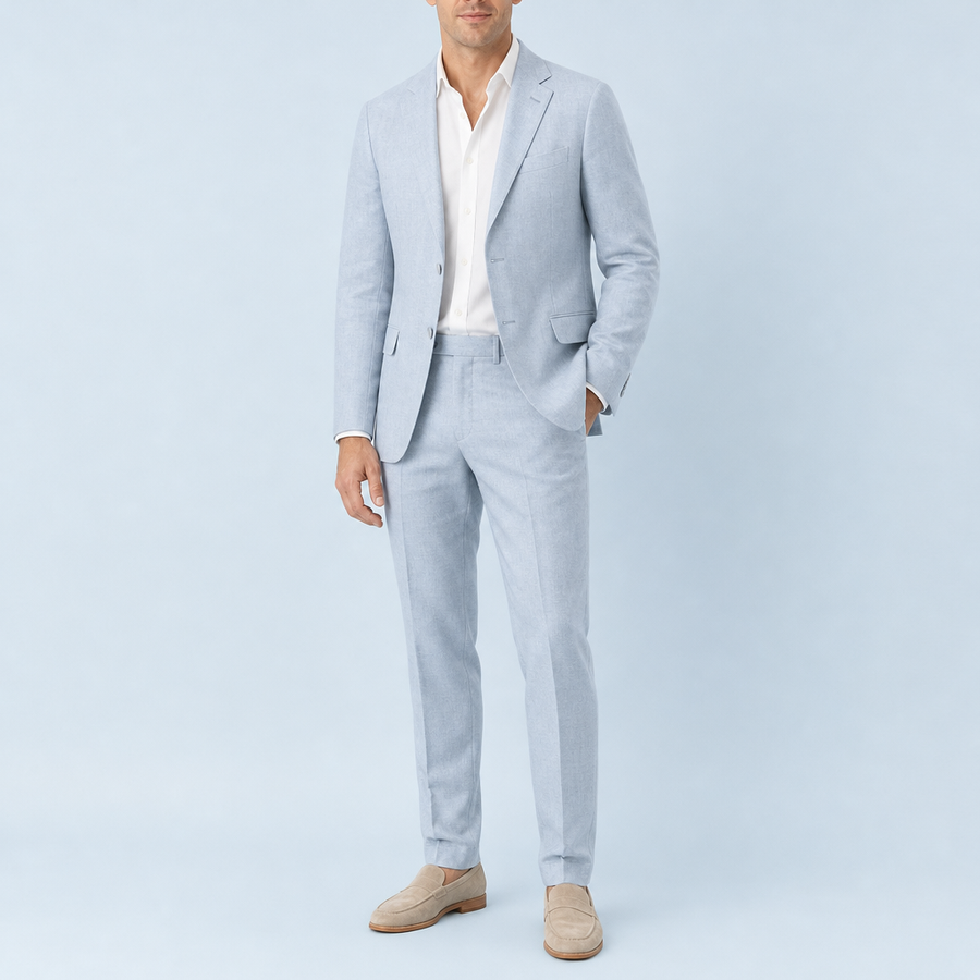 Oviedo Linen Two-Piece Suit in Blue