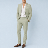 Oviedo Linen Two-Piece Suit in Green