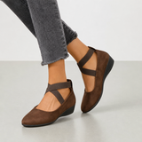 Patmos Orthopedic Criss-Cross Strap Flats in Brown