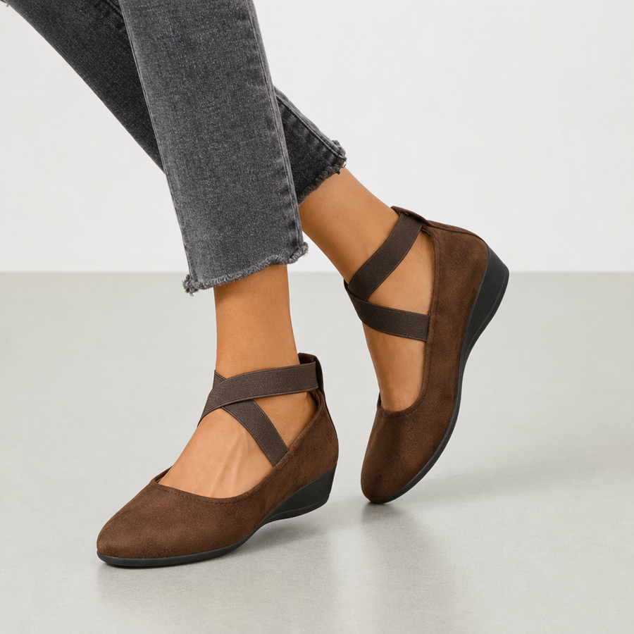 Patmos Orthopedic Criss-Cross Strap Flats in Brown