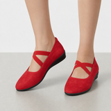 Patmos Orthopedic Criss-Cross Strap Flats in Red