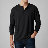 Paxos Long Sleeve Henley Shirt in Black