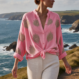 Pollensa Embroidered Print Blouse in Red