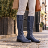 Porquerolles Orthopedic Leather Knee-High Riding Boots in Blue