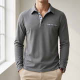 Portofino Plaid Collar Polo Shirt in Gray