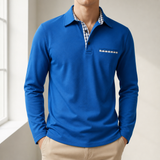 Portofino Plaid Collar Polo Shirt in Navy Blue