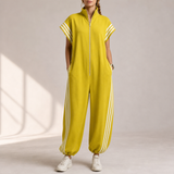 Portofino Striped Zip Jumpsuit in Yellow