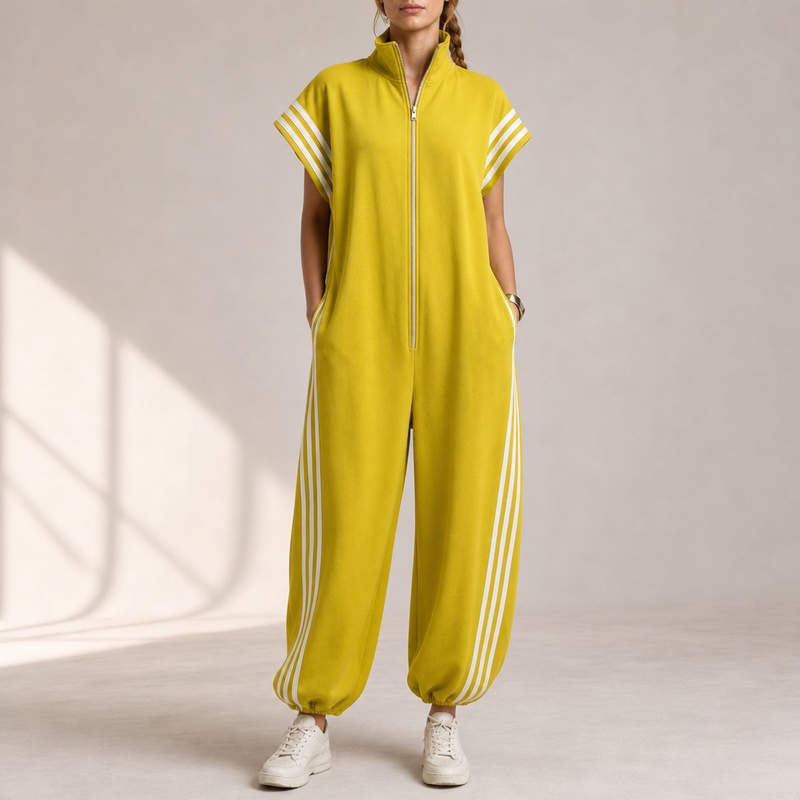 Portofino Striped Zip Jumpsuit in Yellow