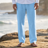 Portovenere Wide Leg Linen Pants in Blue