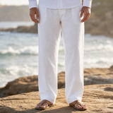 Portovenere Wide Leg Linen Pants in White