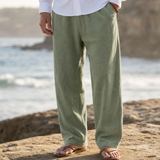 Portovenere Wide Leg Linen Pants in Green