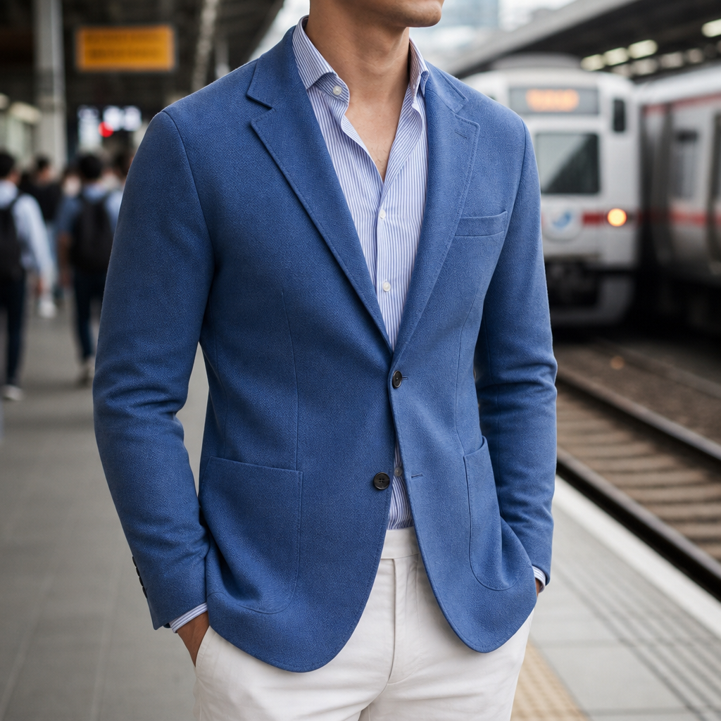 Rapallo Knit Tailored Blazer in Blue