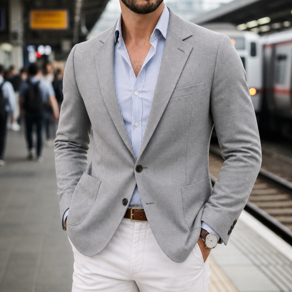 Rapallo Knit Tailored Blazer in Silver