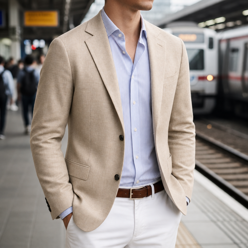 Rapallo Knit Tailored Blazer in Beige