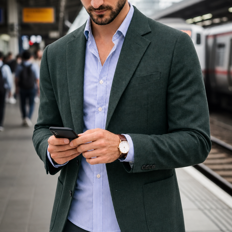 Rapallo Knit Tailored Blazer in Green
