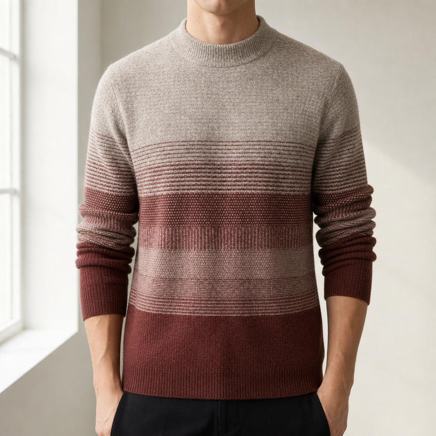 Rhodes Gradient Stripe Sweater in Earl Red