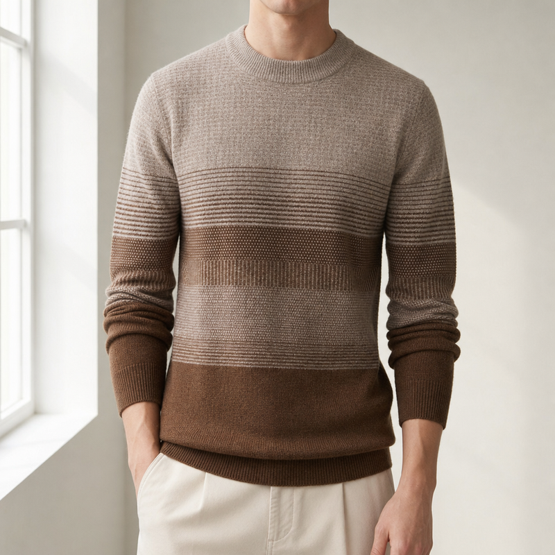 Rhodes Gradient Stripe Sweater in Chamber Brown
