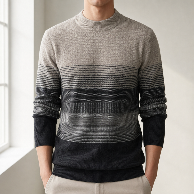 Rhodes Gradient Stripe Sweater in Black Mist
