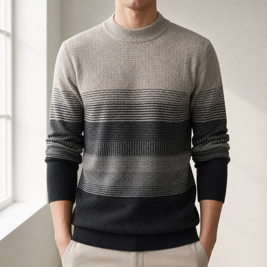 Rhodes Gradient Stripe Sweater in Black Mist