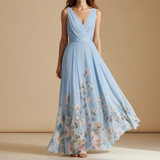 Salamanca Floral Chiffon Maxi Dress in Light Blue