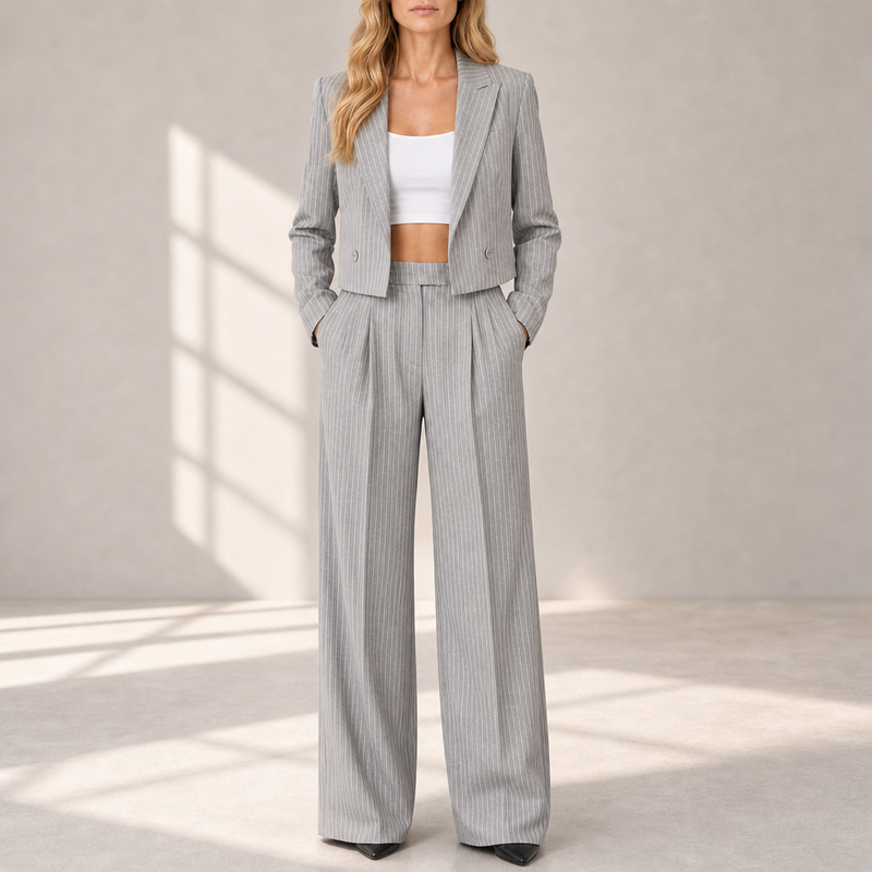 Serifos Pinstripe Two-Piece Suit in Gray
