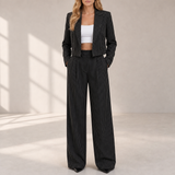 Serifos Pinstripe Two-Piece Suit in Black