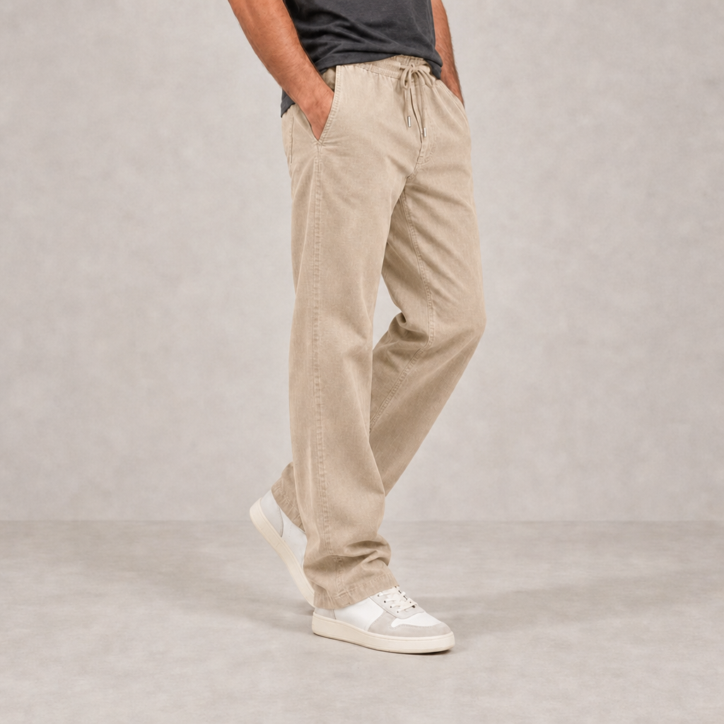 Sibenik Linen Drawstring Pants in Khaki