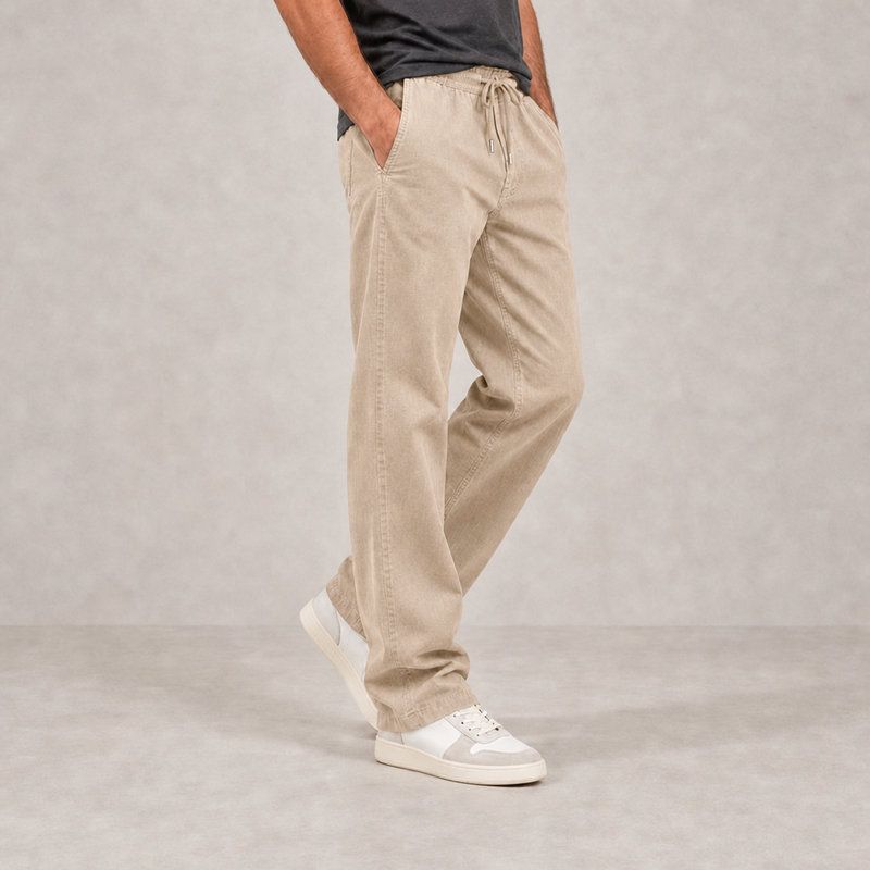 Sibenik Linen Drawstring Pants in Khaki