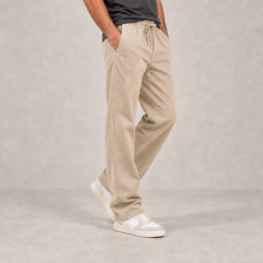 Sibenik Linen Drawstring Pants in Khaki