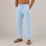 Sibenik Linen Drawstring Pants in Light Blue