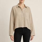 Silves Linen Oversized Shirt in Khaki
