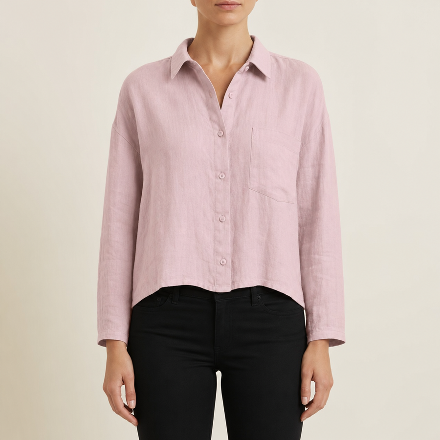 Silves Linen Oversized Shirt in Pink