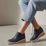 Silves Orthopedic Wedge Platform Ankle Boots in Blue