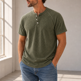 Sitges Washed Henley T-Shirt in Army Green