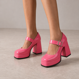 Sitia Orthopedic Glossy Platform Mary Janes in Pink