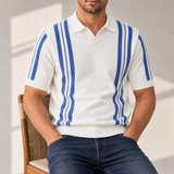 Sorrento Striped Knit Polo in White
