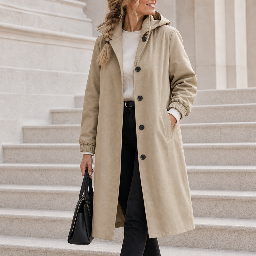 Sperlonga Hooded Trench Coat in Beige