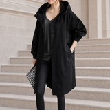 Sperlonga Hooded Trench Coat in Black