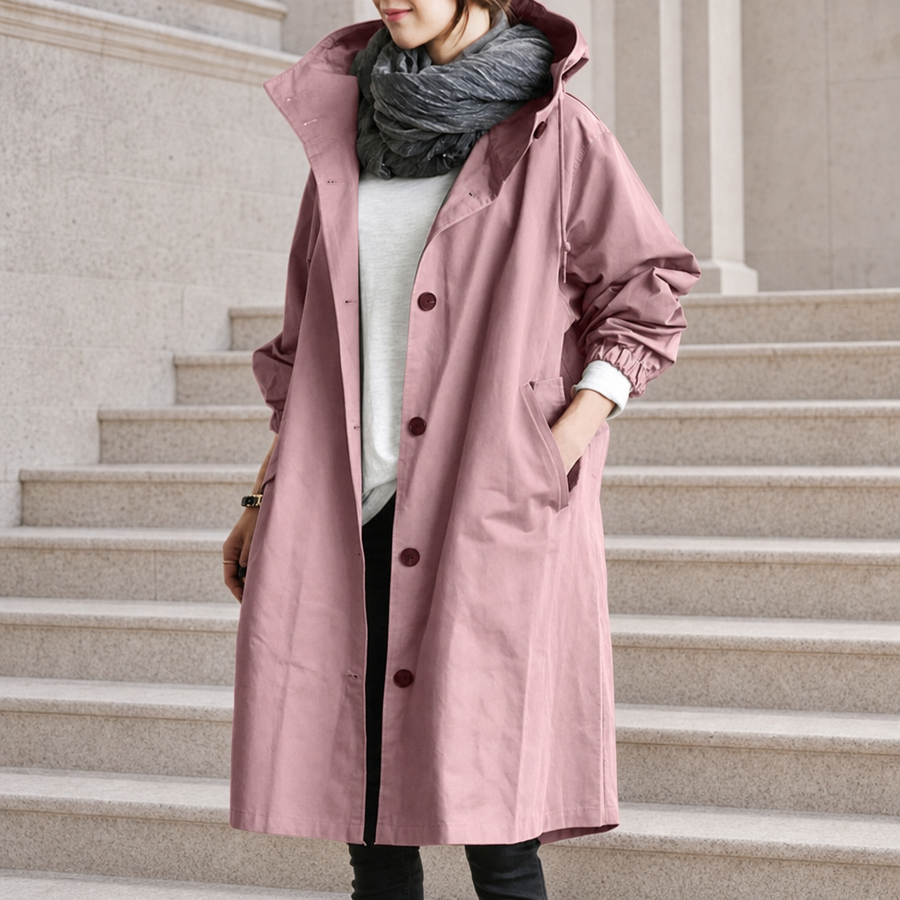 Sperlonga Hooded Trench Coat in Pink