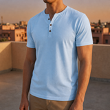Tarifa Muscle Fit Henley Tee in Blue