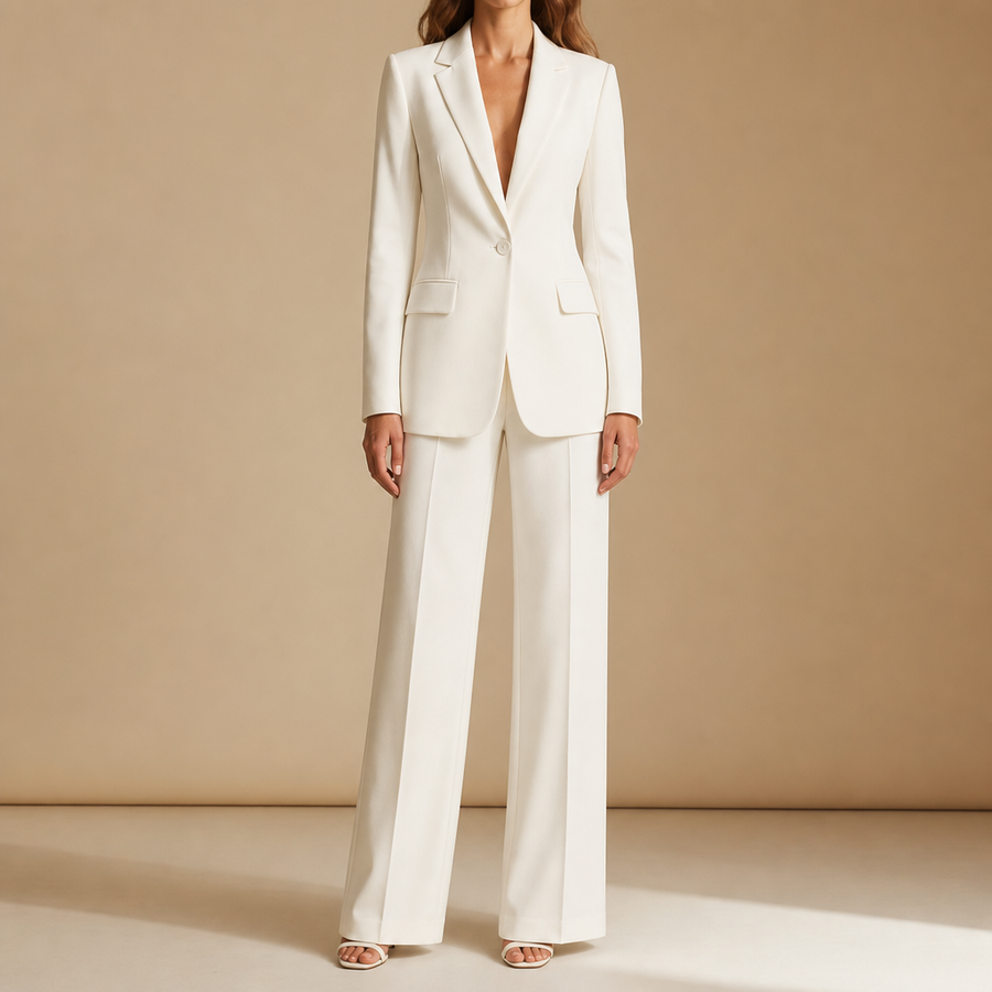 Tinos Tailored Two-Piece Suit Set in White