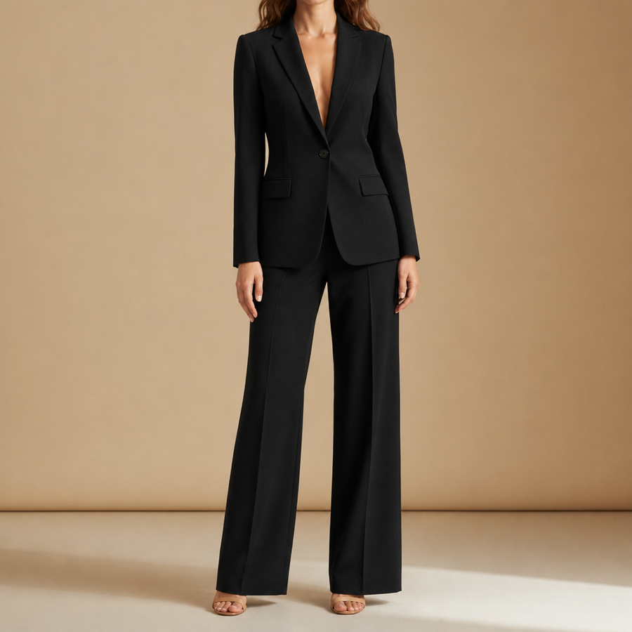 Tinos Tailored Two-Piece Suit Set in Black