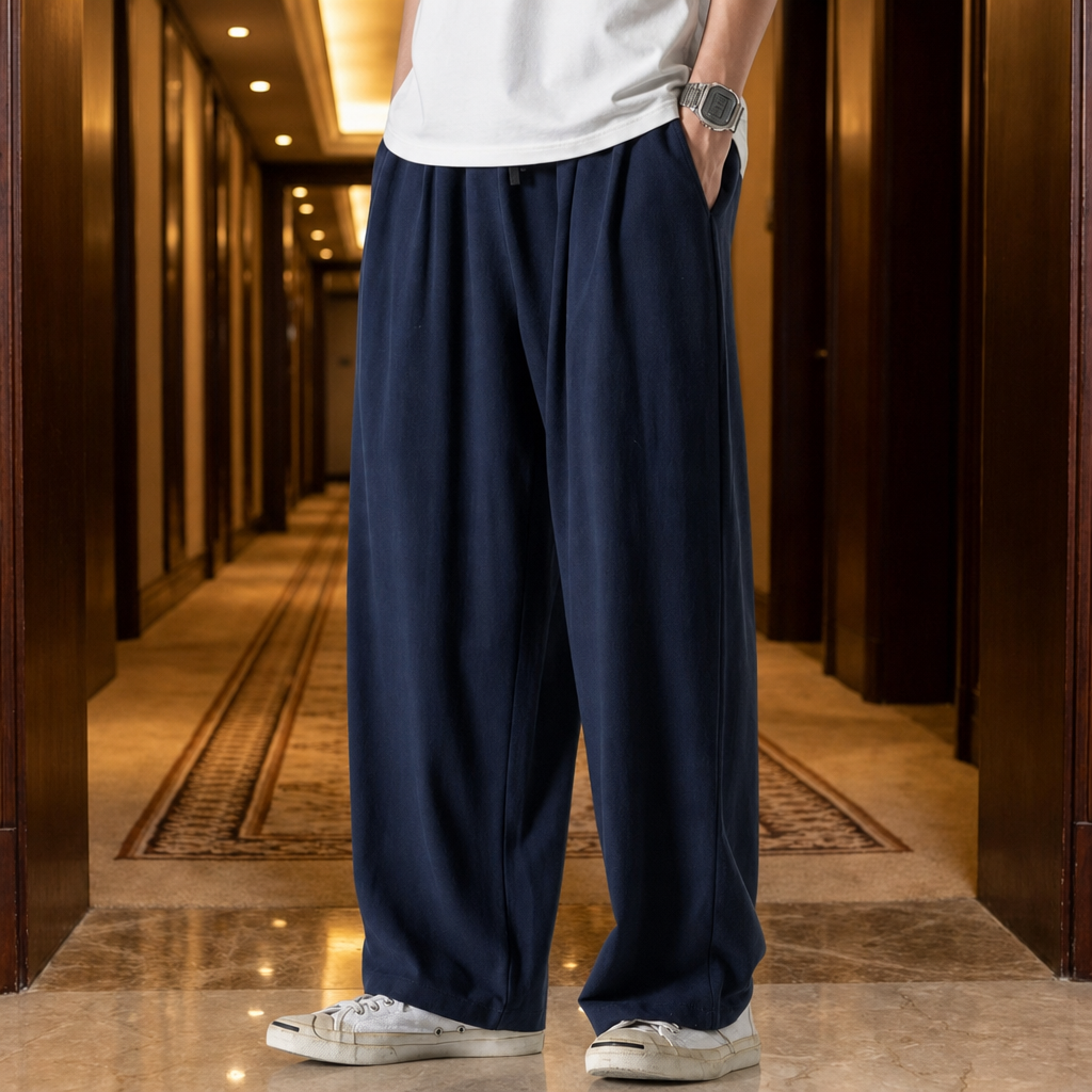 Tossa Loose Fit Linen Pants in Navy Blue
