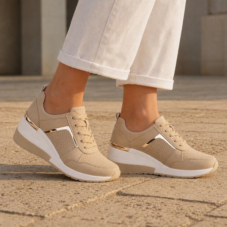 Urbino Orthopedic Wedge Sneakers in Beige