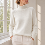 Uzes Ribbed Roll Neck Sweater in White