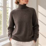 Uzes Ribbed Roll Neck Sweater in Coffee
